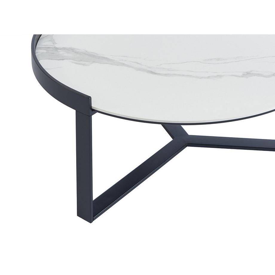 Maison Céphy Tables basses gigognes en verre trempé fumé, céramique et métal - Effet marbre blanc et Noir - ZERILA de Maison Céphy  