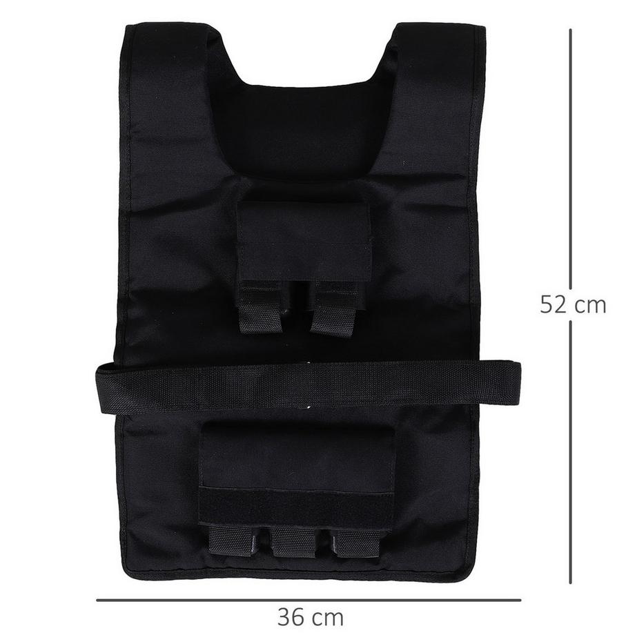 Northio  Gilet de musculation 20 kg Gilet d'entraînement réglable pour la musculation et le fitness, matériau Oxford, noir 36 x 52 cm 