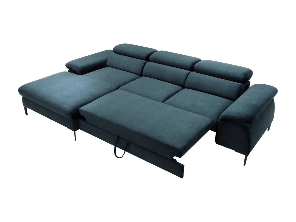 PASCAL MORABITO Canapé d'angle gauche convertible en velours bleu nuit SEPINA de Pascal Morabito  