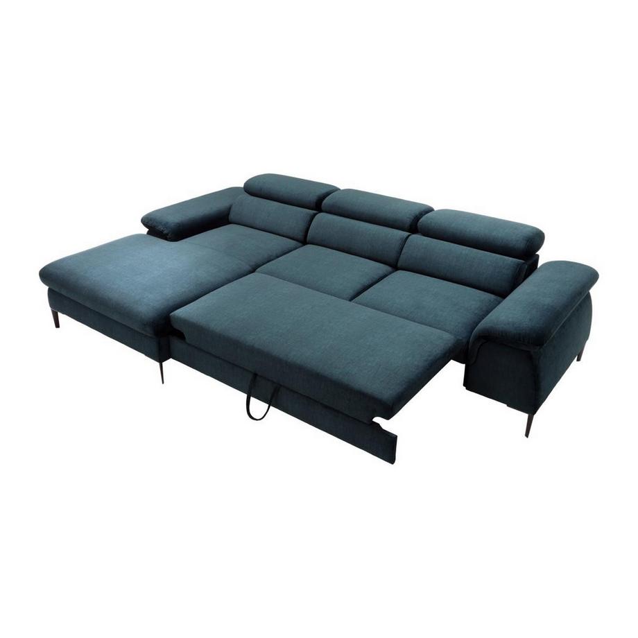 PASCAL MORABITO Canapé d'angle gauche convertible en velours bleu nuit SEPINA de Pascal Morabito  