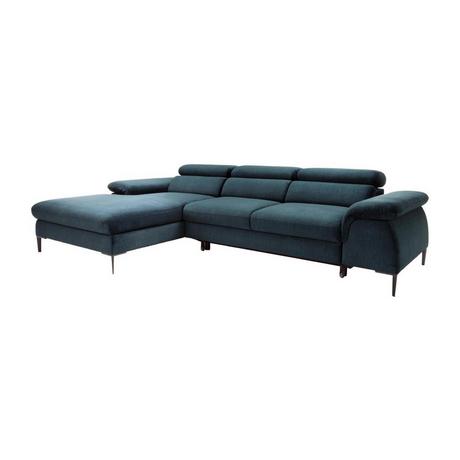 PASCAL MORABITO Canapé d'angle gauche convertible en velours bleu nuit SEPINA de Pascal Morabito  