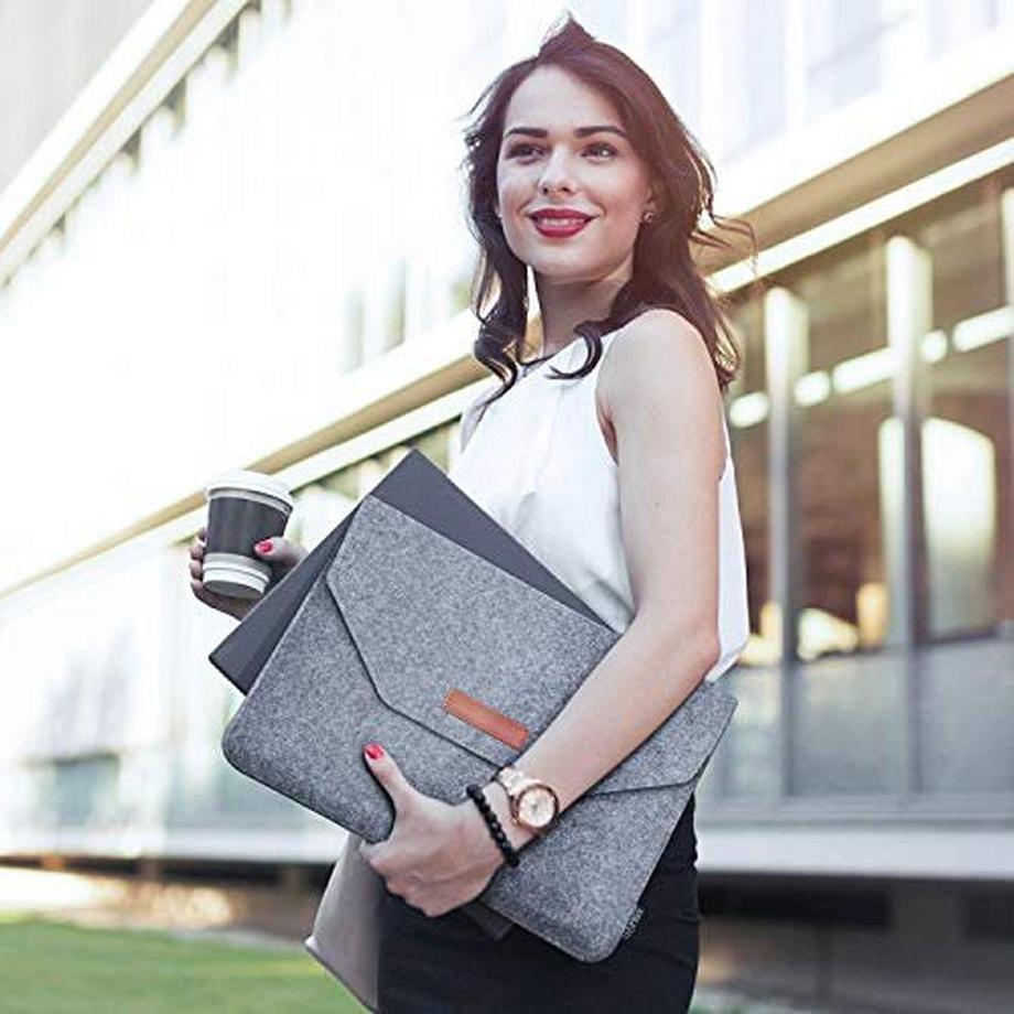 Only-bags.store Housse de protection en feutre pour ordinateur portable avec pochette en feutre supplémentaire et tapis de souris  