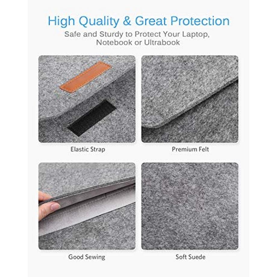 Only-bags.store Housse de protection en feutre pour ordinateur portable avec pochette en feutre supplémentaire et tapis de souris  
