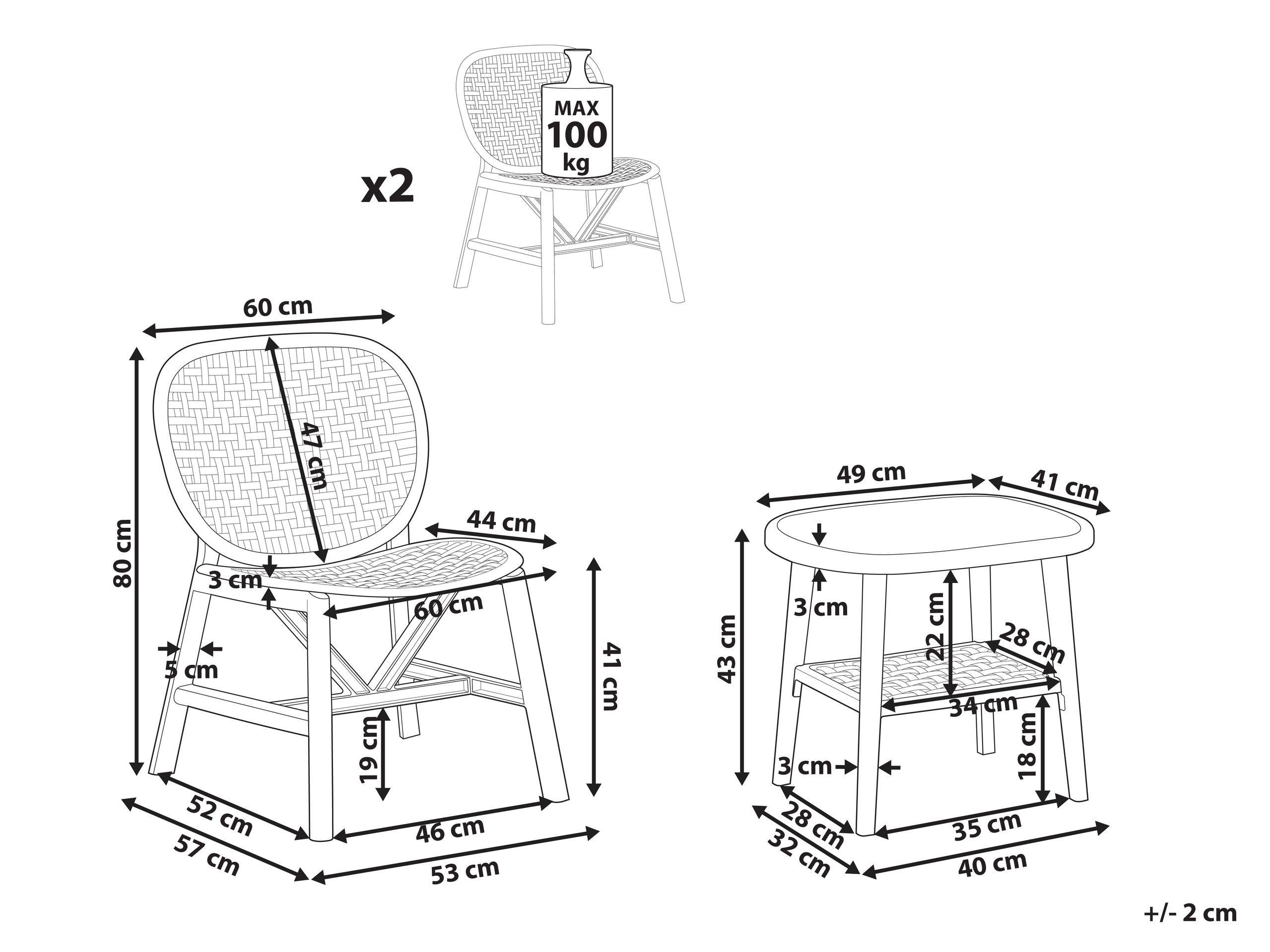 Beliani Ensemble pour bistro en Polypropylène Rétro SICELLE  