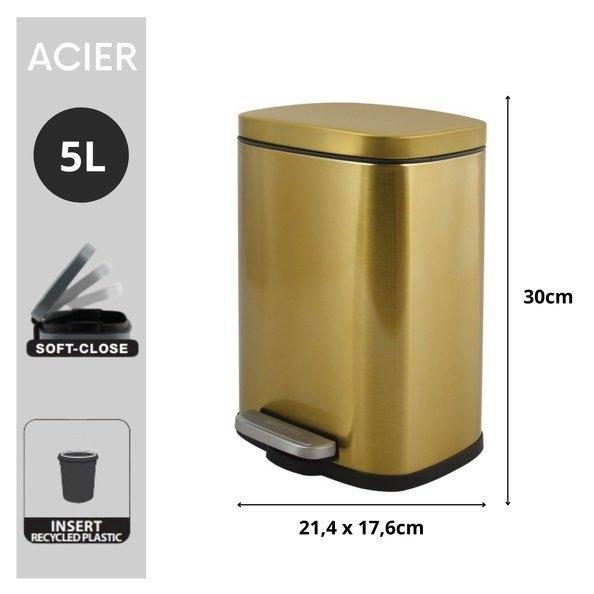 spirella Badezimmer Treteimer Steel AKIRA 5L Shiny Gold  