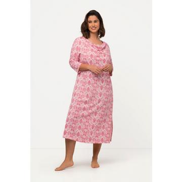 Chemise de nuit à décolleté drapé et manches 3/4, motif ornemental