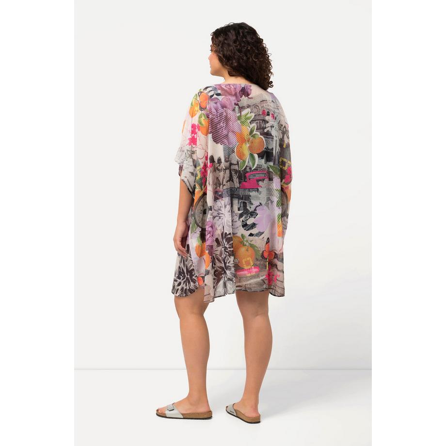 Ulla Popken Tunica Scollo V Perline Mezze Maniche  