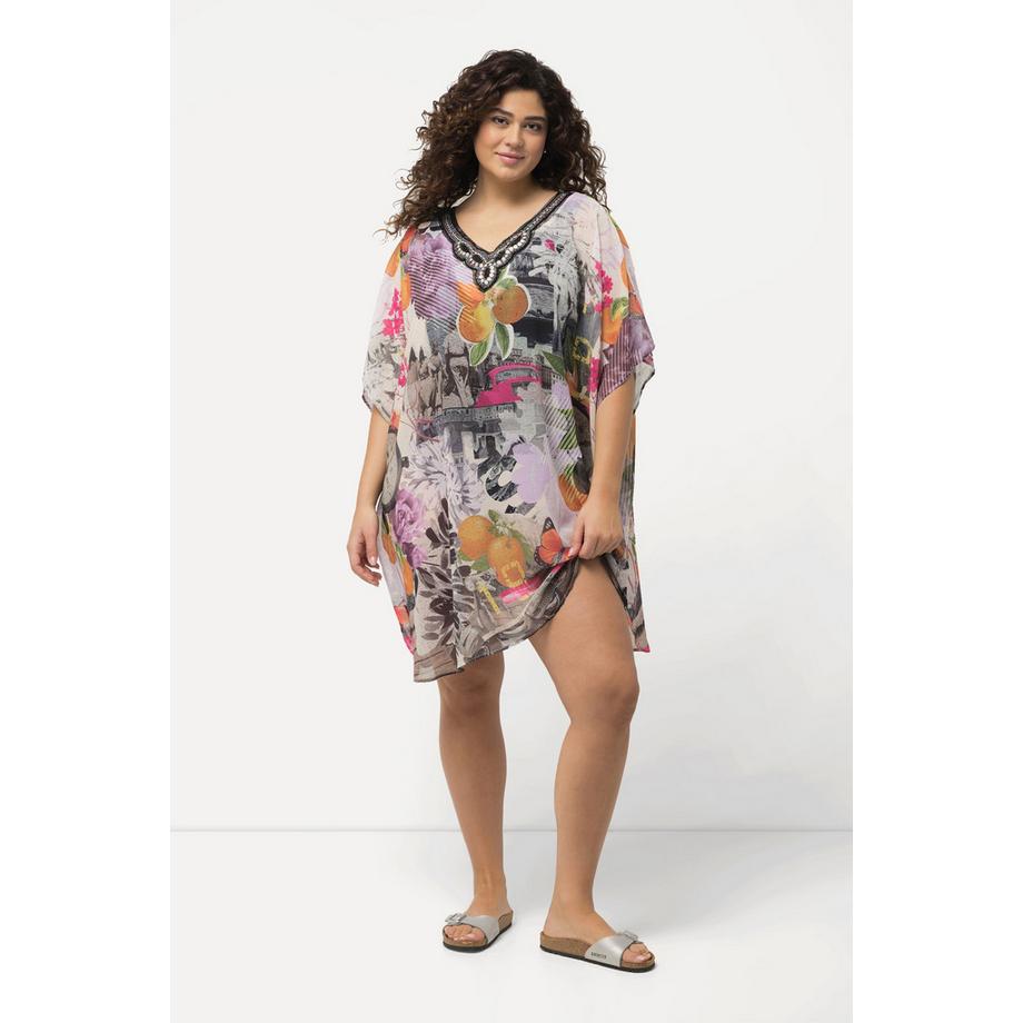 Ulla Popken Tunica Scollo V Perline Mezze Maniche  