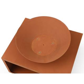 Vente-unique Brasero en acier Corten avec range bûches - L90 x H67,5 x P75 cm - BEZIO  