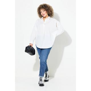 Ulla Popken  Boyfriend jeans con effetto sdrucito, taglio della gamba ampio e cintura comoda 