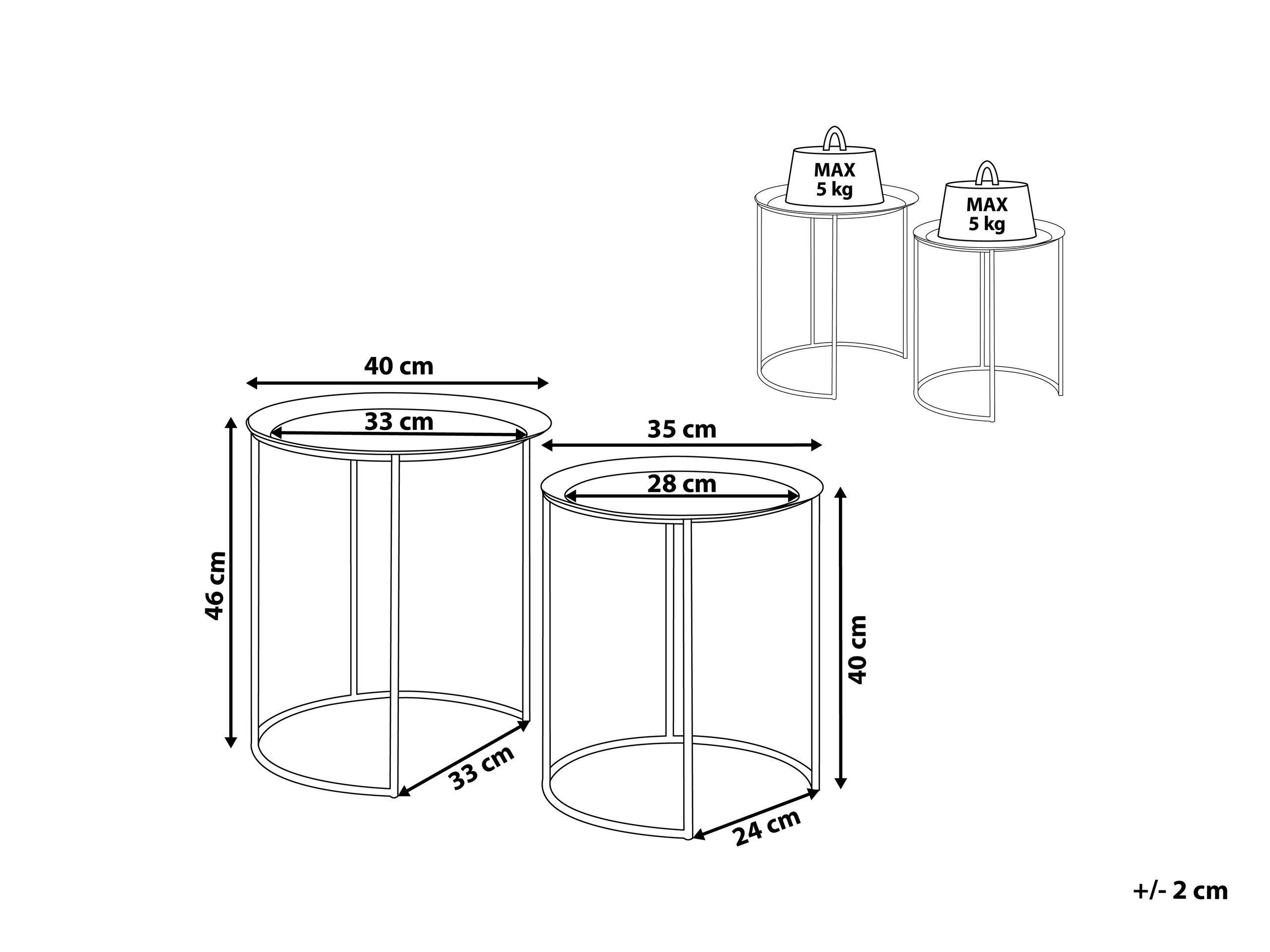 Beliani Ensemble de tables en Métal Moderne TWINS  