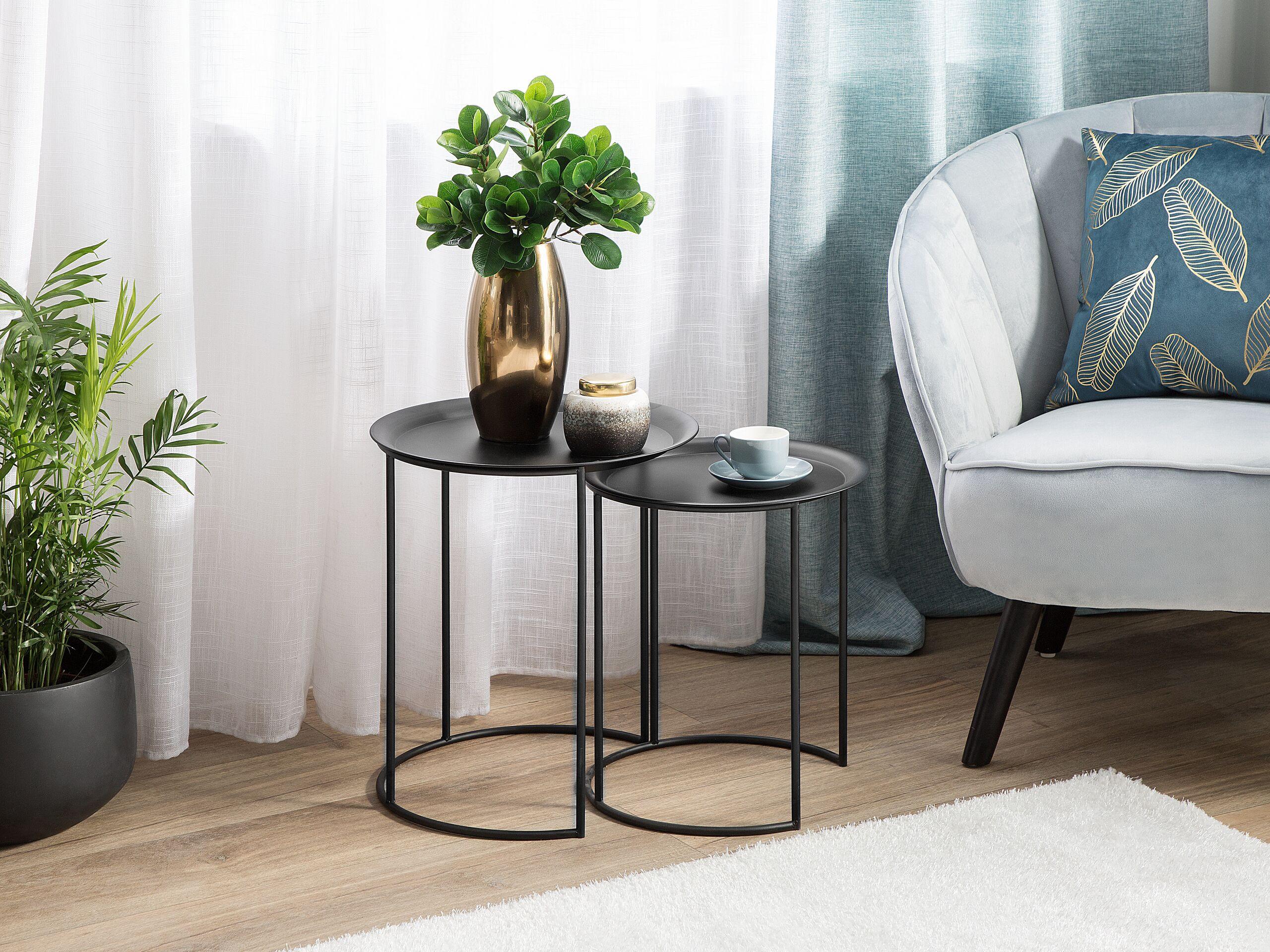 Beliani Lot de 2 tables d'appoint en Métal Moderne TWINS  