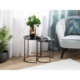 Beliani Lot de 2 tables d'appoint en Métal Moderne TWINS  