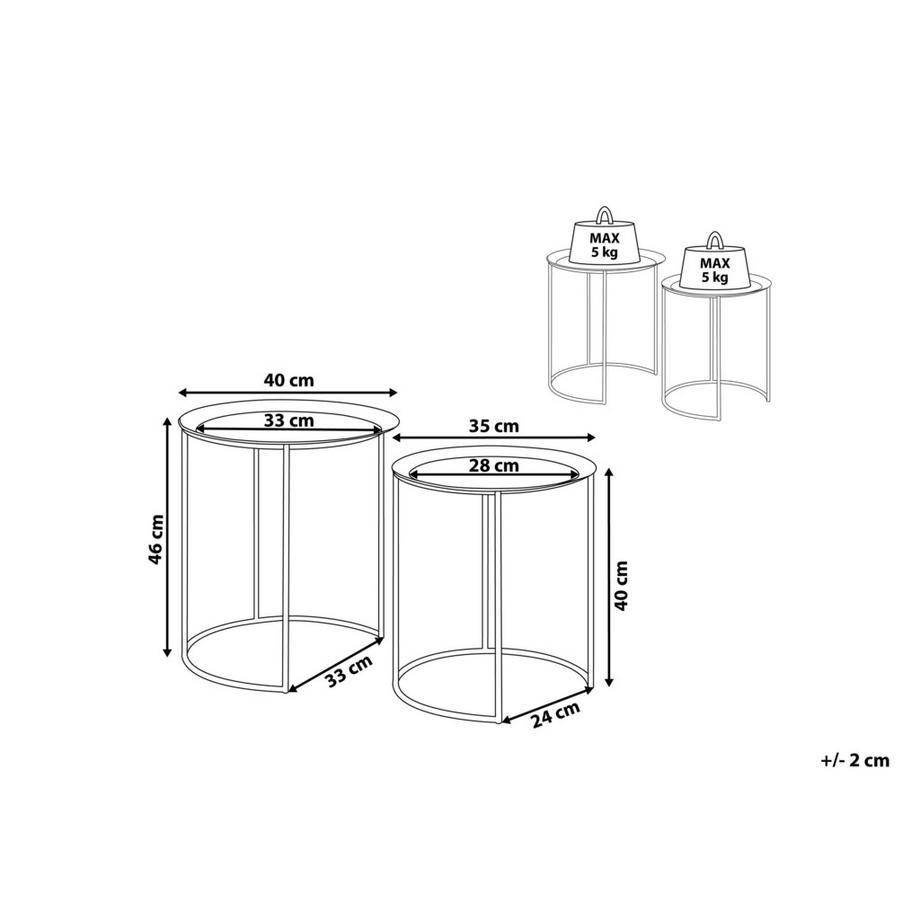 Beliani Set di 2 tavolini en Ferro Moderno TWINS  