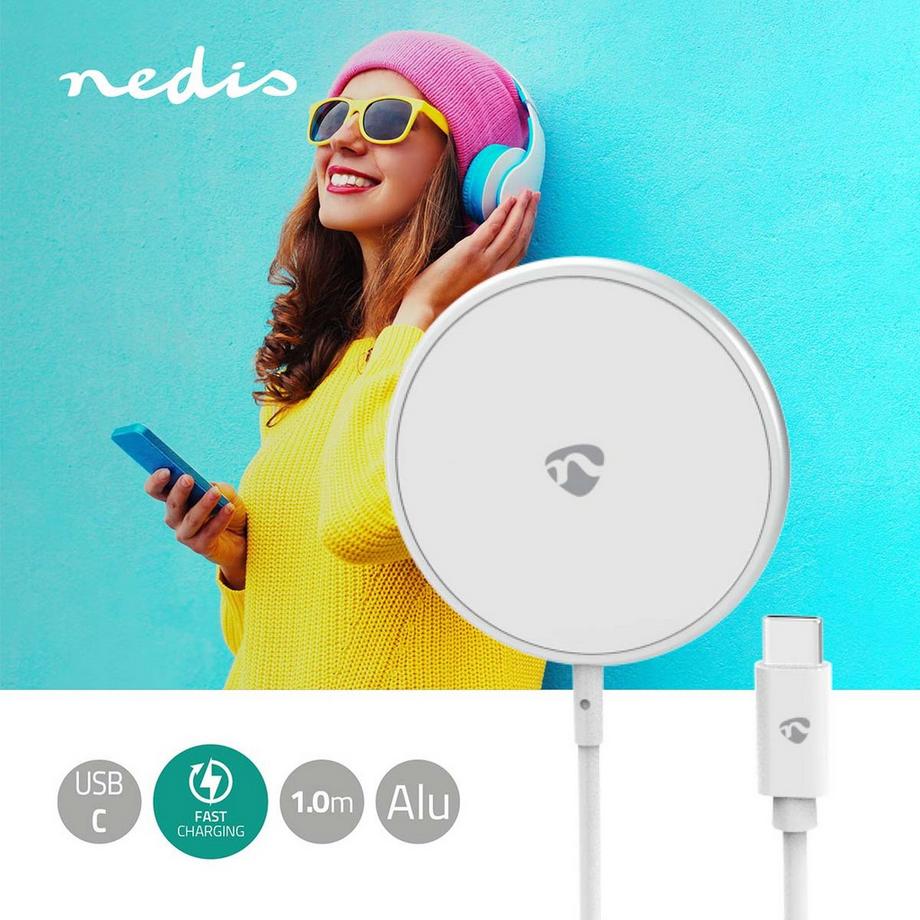 Nedis  Ricarica wireless | 5 / 7,5 / 10 / 15 W | 1,0 / 1,1 / 1,67 / 2 A | Cavo incluso | USB Type-C™ | 1,00 m 