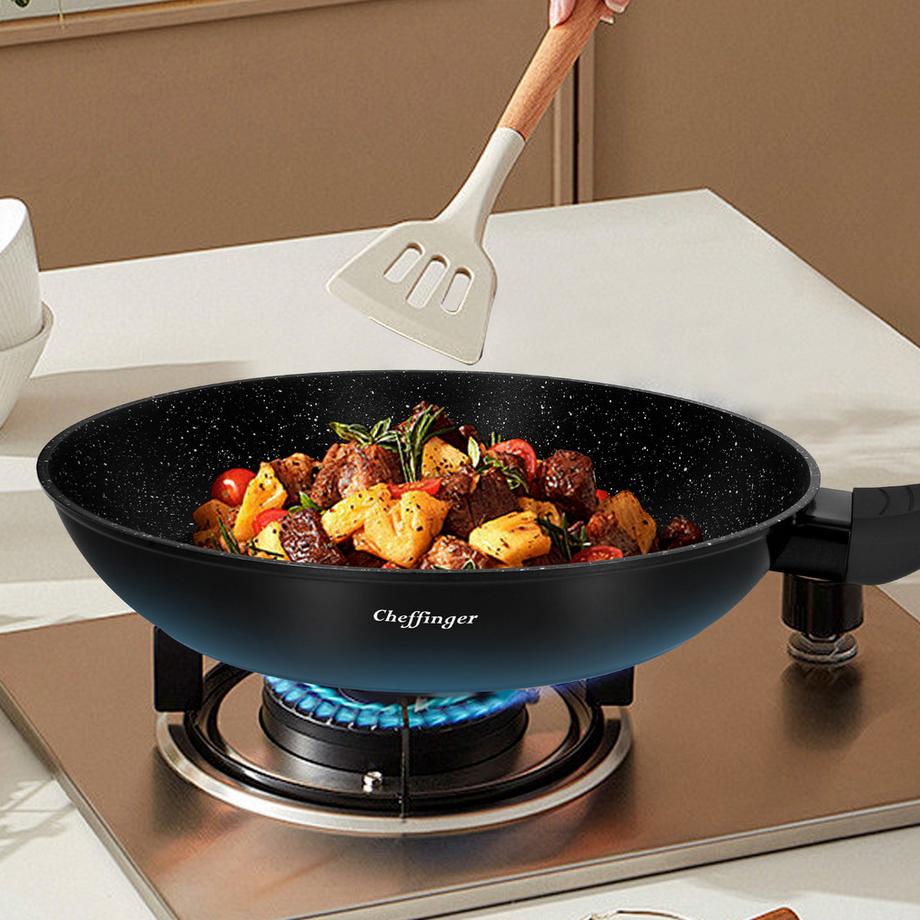 Cheffinger Lot de 3 Poêles Effet Marbre et Antiadhésif  