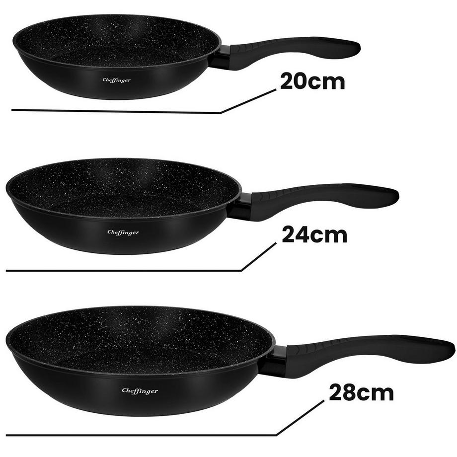 Cheffinger Lot de 3 Poêles Effet Marbre et Antiadhésif  