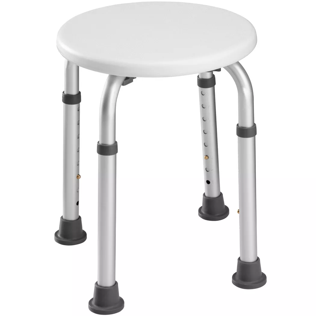 tectake Round Aluminum Shower Stool in White