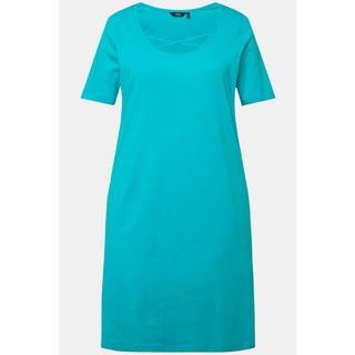 Ulla Popken  Jerseykleid, Zierbänder, A-Linie, Rundhals, Halbarm 