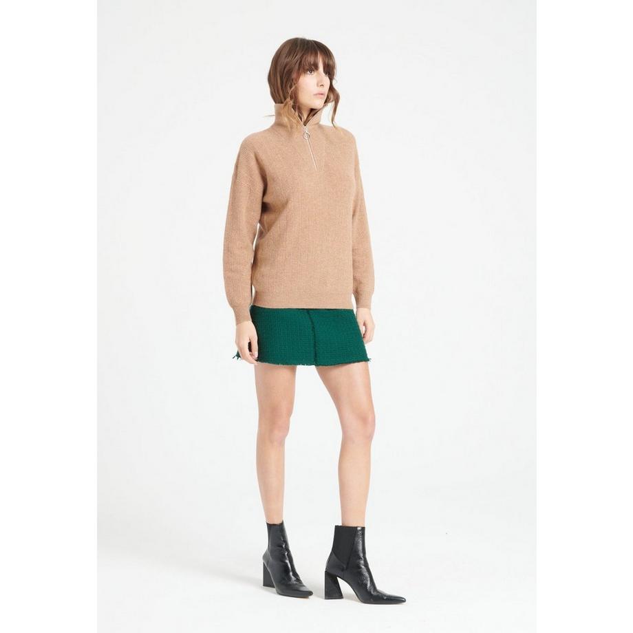 Studio Cashmere8 LILLY 28 Maglione a costine con collo a imbuto e cerniera  