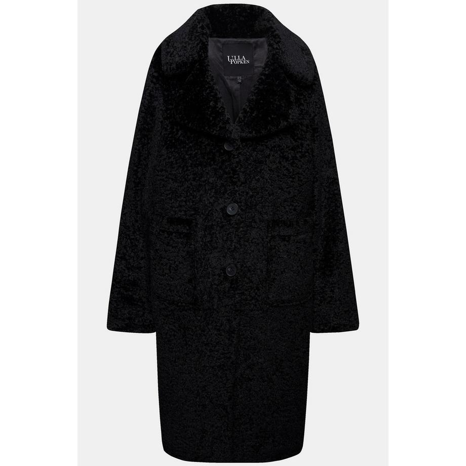Ulla Popken Manteau Fourrure Synthétique Effet Astrakan Col Revers  