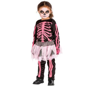 Mädchenkostüm Pink Skelett