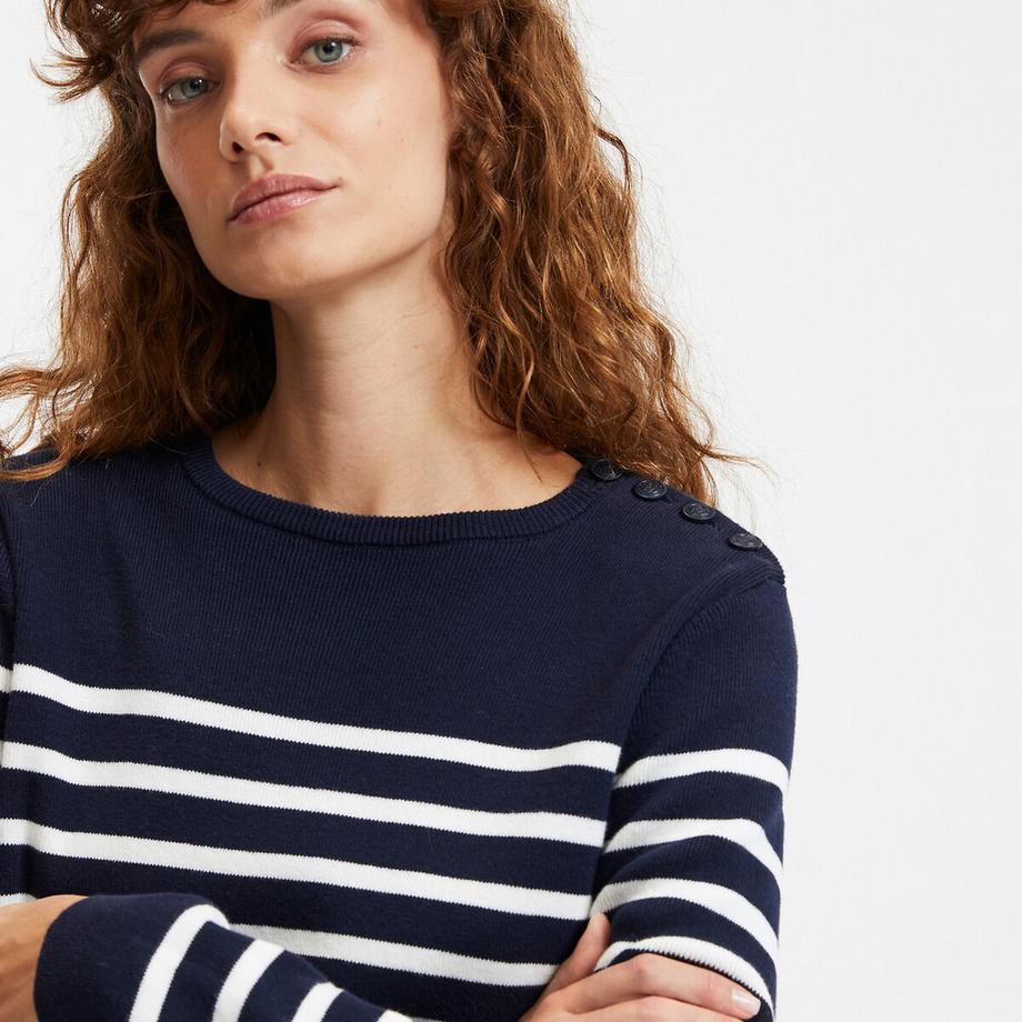La Redoute Collections Gestreifter Pullover mit Knopfdetail  