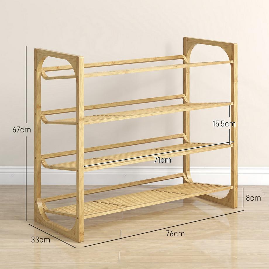 Northio  Schuhregal, Schuhständer mit 4 Ebenen für max. 12 Paar Schuhe 