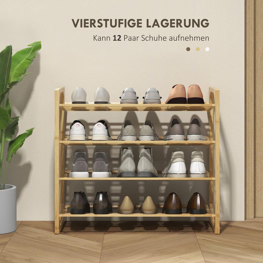 Northio  Schuhregal, Schuhständer mit 4 Ebenen für max. 12 Paar Schuhe 