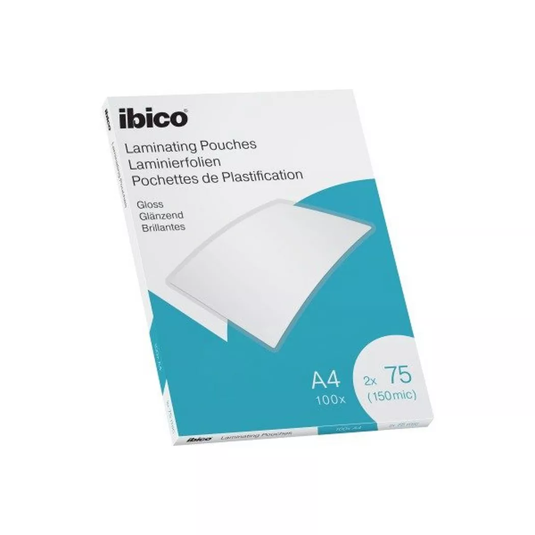Ibico Gloss A4 Laminating Pouches 150 Micron Crystal clear Pack 100
