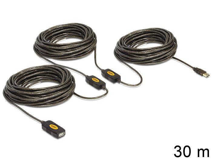 DeLock  30m, USB2.0 - USB2.0 cavo USB USB A Nero 