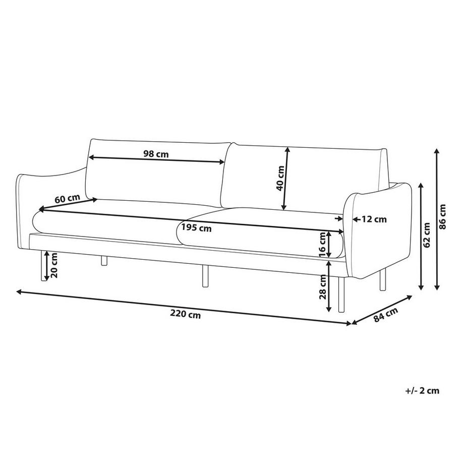 Beliani Canapé 3 places en Velours Moderne VINTERBRO  