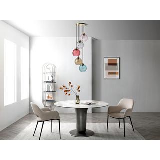 Vente-unique Lampadario colorato 5 sfere L. 40 x H. 120 cm in Metallo e Vetro Dorato e Multicolore - SUSANNE  