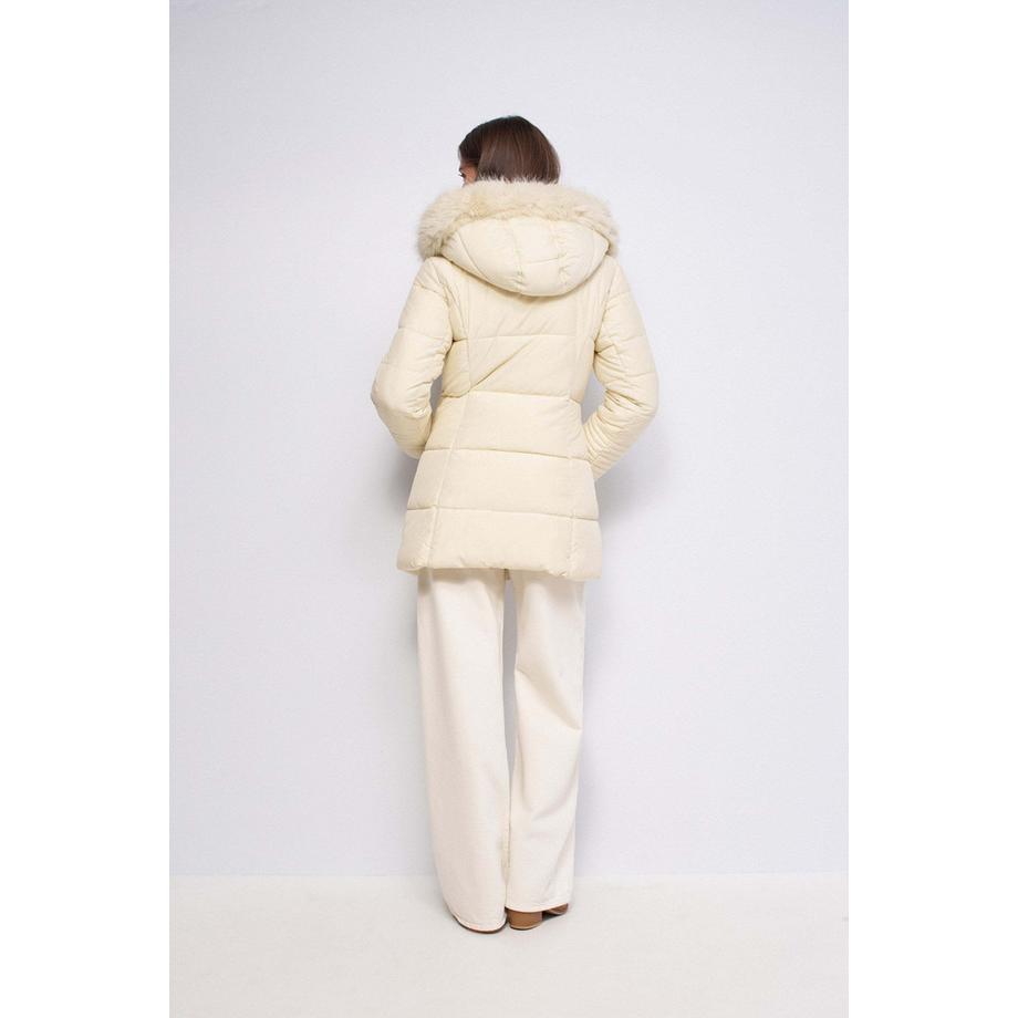 Salsa Langer Winter Puffer mit Kunstfellbesatz  