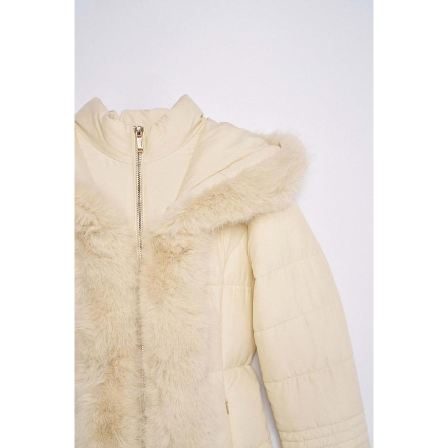 Salsa Langer Winter Puffer mit Kunstfellbesatz  