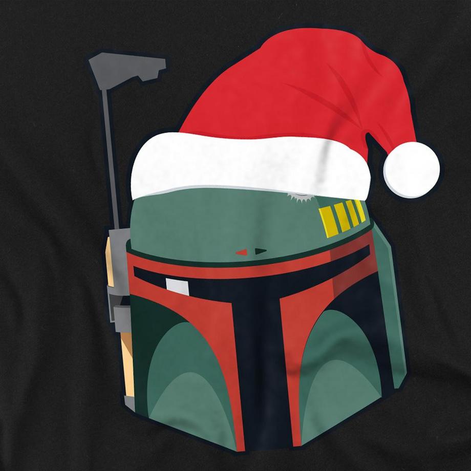 STAR WARS Maglietta Manica Lunga con Grafica Boba Fett Cappello da Babbo Natale  