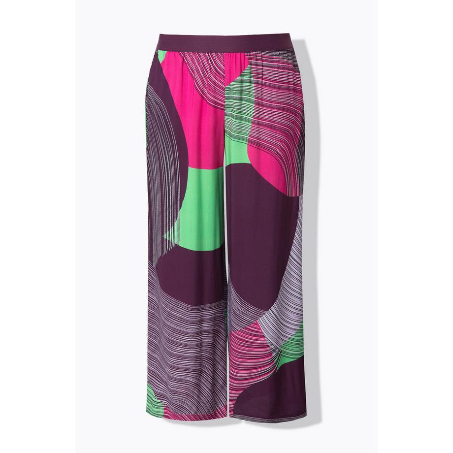 Ulla Popken Bedruckte Hose Weites Gerades Bein Elastikbund  