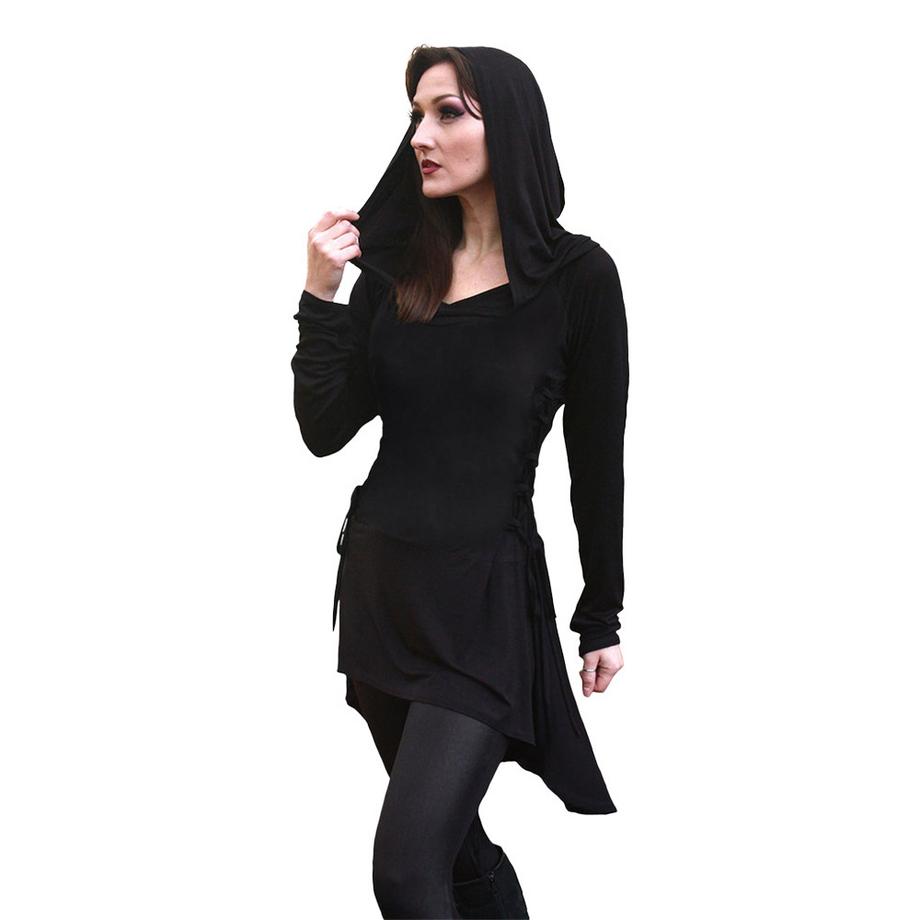 Spiral Robe T-Shirt à Capuche et Ourlet Asymétrique  
