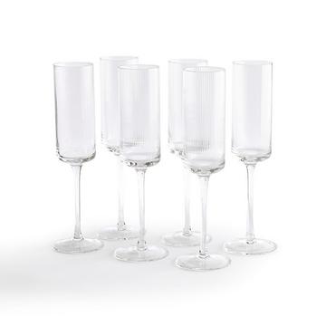 Lot de 6 flûtes à champagne en verre strié