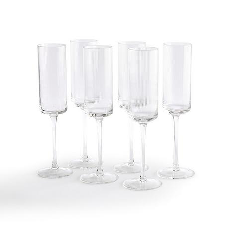 La Redoute Intérieurs Lot de 6 flûtes à champagne en verre strié  