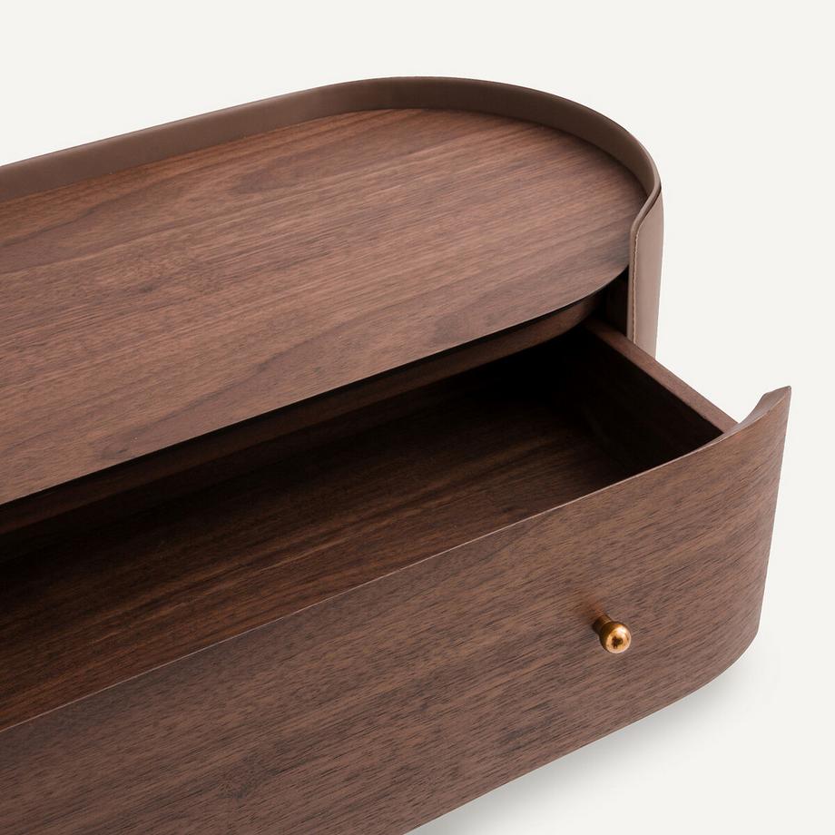 AM.PM Wandkonsole mit Walnussfurnier und Leder  