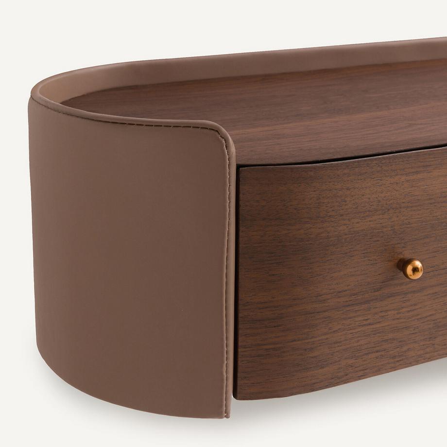 AM.PM Wandkonsole mit Walnussfurnier und Leder  