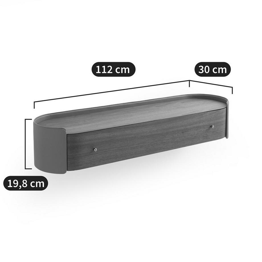 AM.PM Wandkonsole mit Walnussfurnier und Leder  