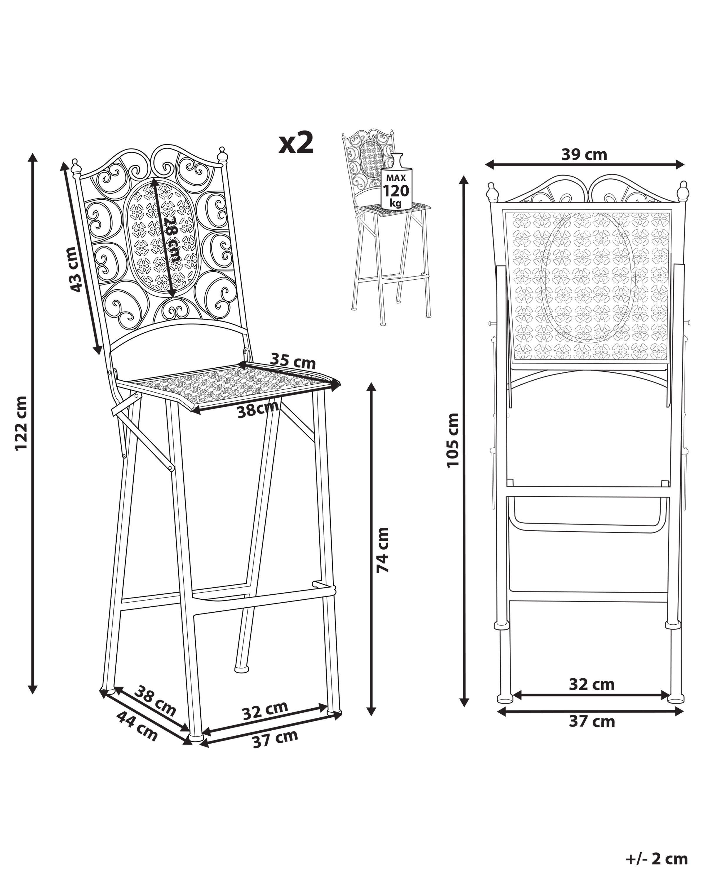 Beliani Garten-Barhocker 2er Set aus Eisen Retro BORMIO  