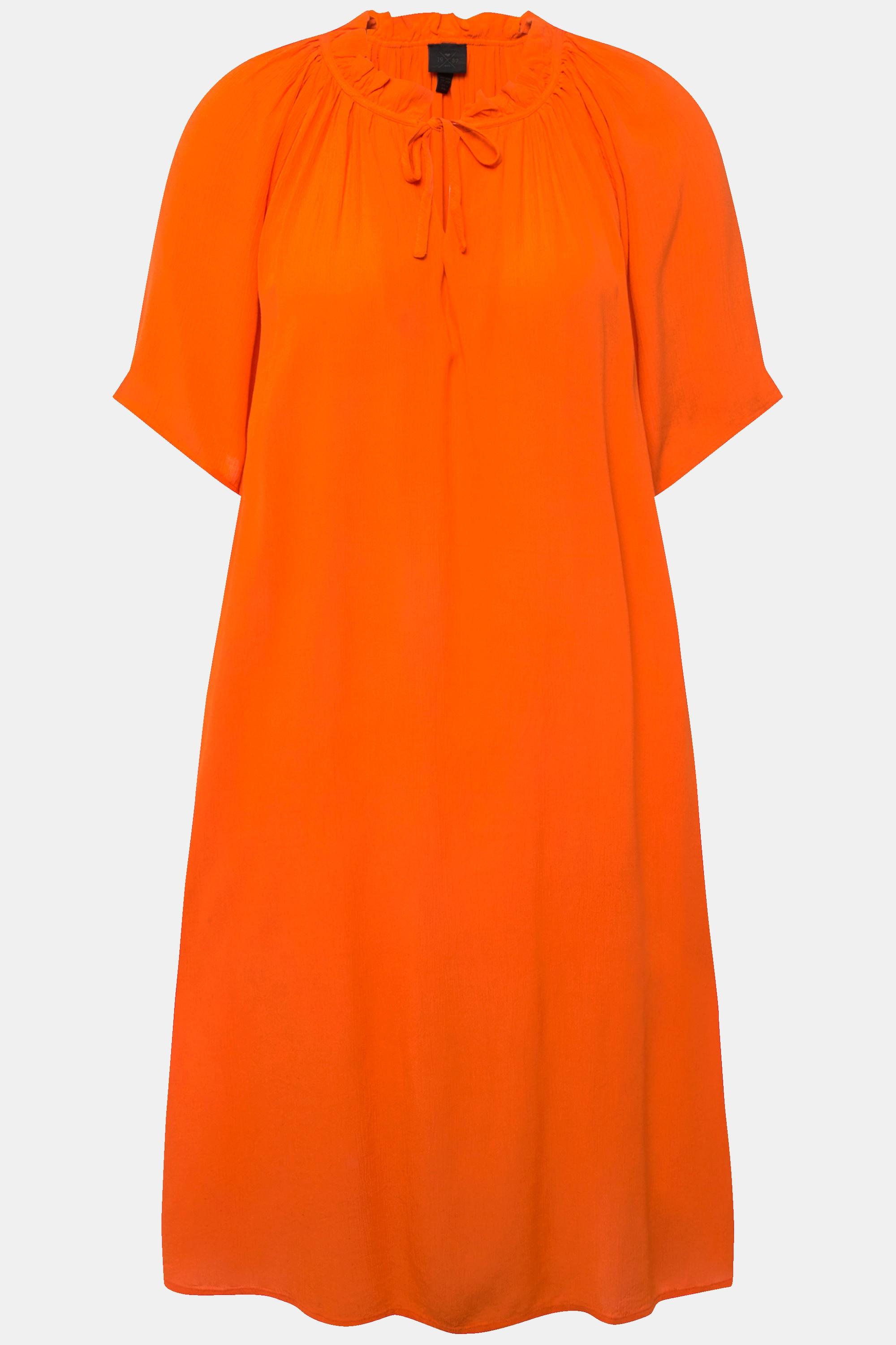 Ulla Popken Abito Svasato Ruche Scollo a Tunica Mezze Maniche  