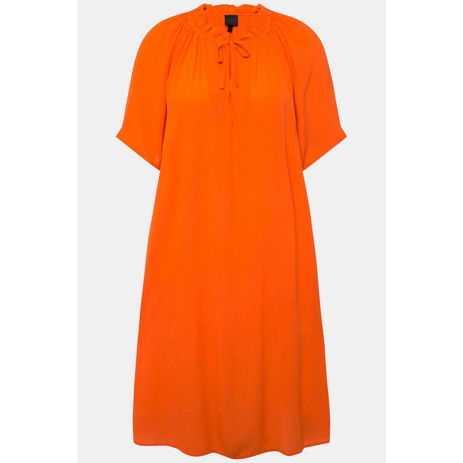 Ulla Popken Kleid Rüschen A-Linie Tunika-Ausschnitt Halbarm  