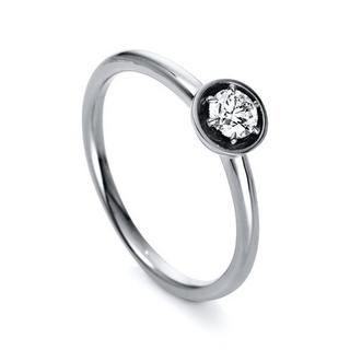 MUAU Schmuck  Solitär Ring 750/18K Weissgold Diamant 0.25ct. 