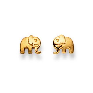 MUAU Schmuck  Ohrstecker Elefant Gelbgold 750, 6mm 