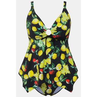 Ulla Popken  Tankini con limoni, coppe morbide, orlo a punte e materiale riciclato 