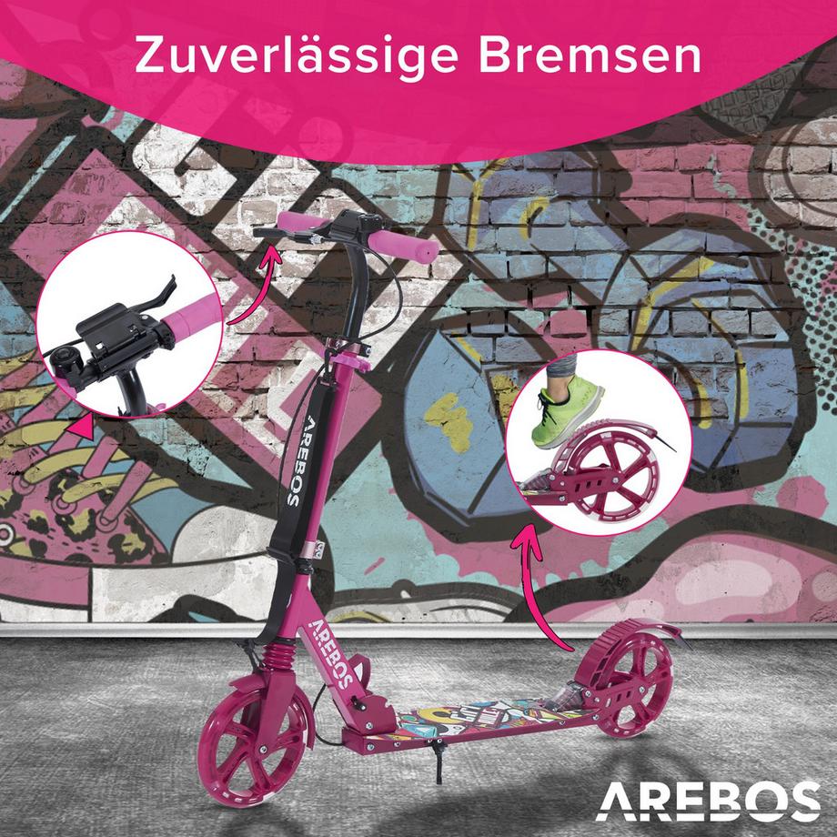 Arebos  Tretroller Kickroller Cityroller Kinderroller Erwachsene Scooter Pink 